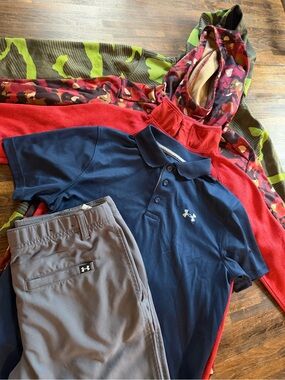 Boys Under Armour Clothing Lot 5 Pieces Large Golf Pants Polo Full Zip Hoodie